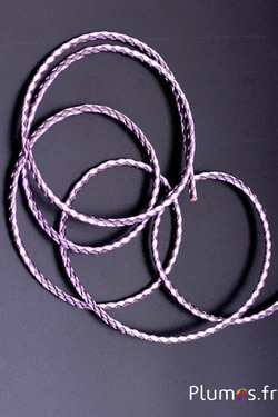 Lacet en cuir tressé - épaisseur 3 mm - violet-lila